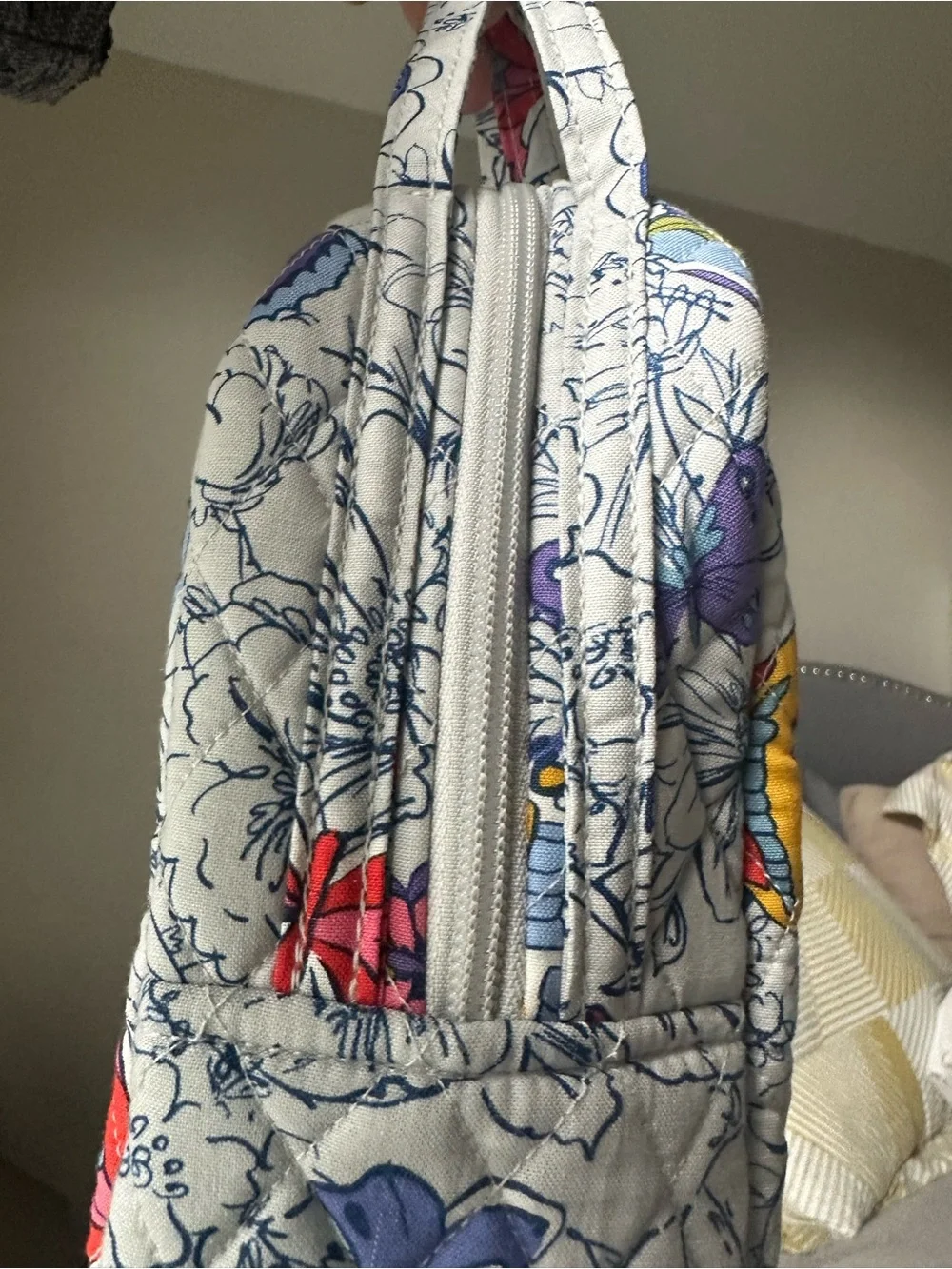 Vera Bradley Quilted Lunch Bunch  Bag in White with Purple & Yellow Butterflies